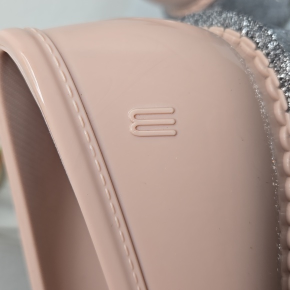 Melissa Blush Silver Glitter Platform Jelly Loafers Size 8 - Picture 7 of 12